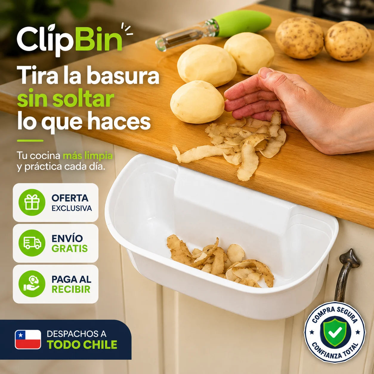 ClipBin - Tira la basura sin soltar lo que haces