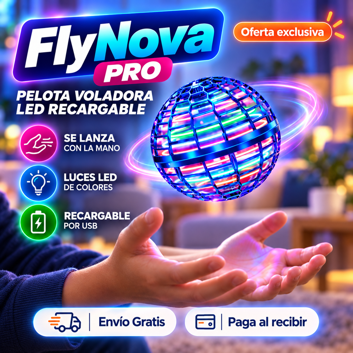 FlyNova Pro - Esfera con luces que vuela y vuelve
