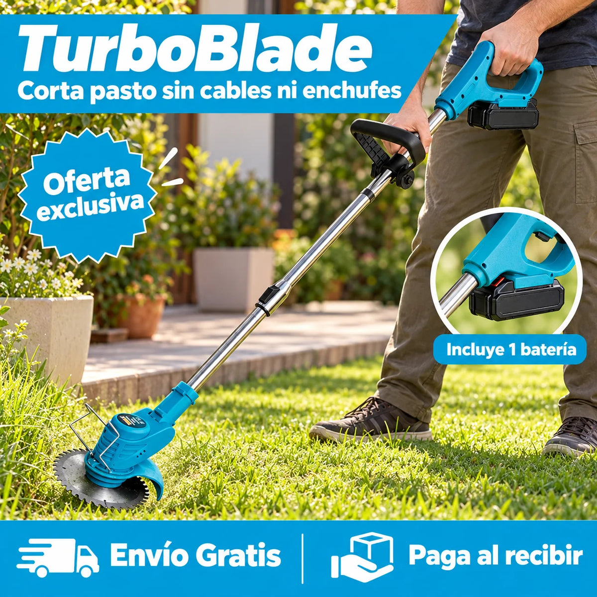 TurboBlade - Corta pasto sin cables ni enchufes