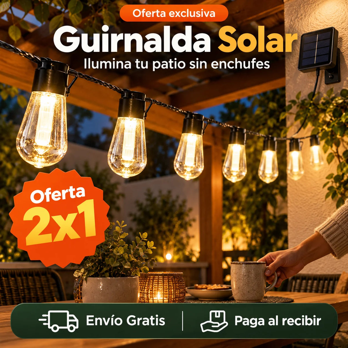 Guirnalda Solar - Ilumina tu patio sin enchufes