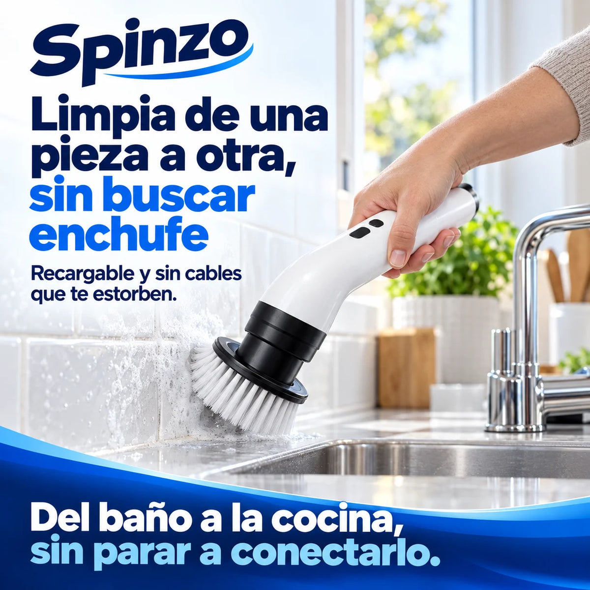 Spinzo - Cepillo giratorio que limpia sin cables