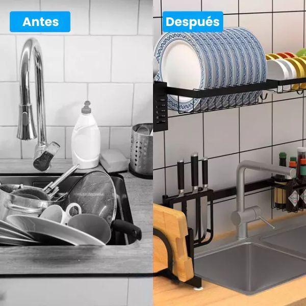 Escurridor Cocina Smart 2N 🍽️ Rack Secador de Platos Doble Nivel 85cm Acero Inoxidable ✨