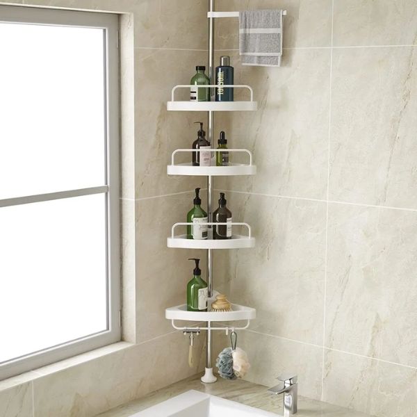 Organizador Esquinero de Baño 4 Repisas Ajustable sin Taladro