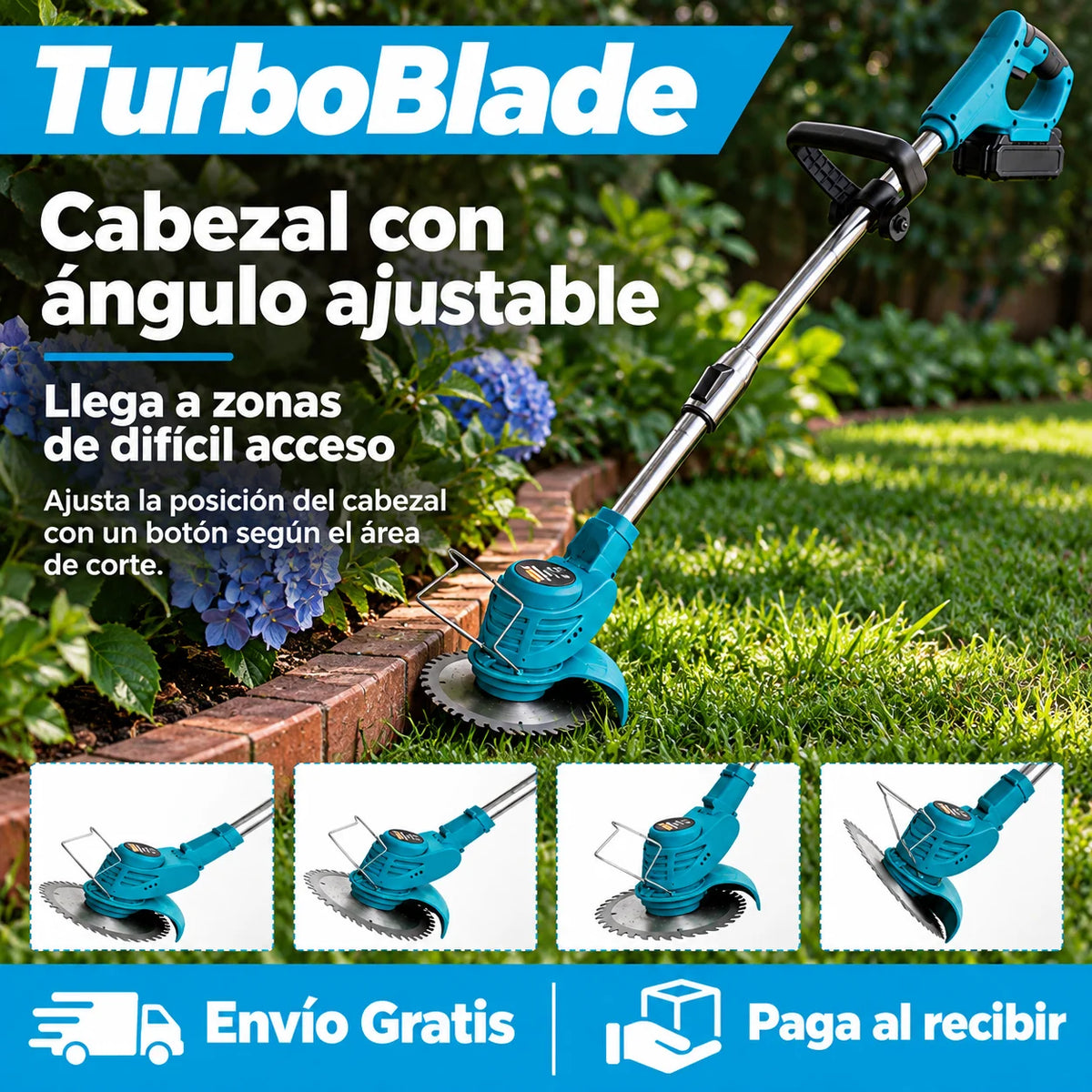 TurboBlade - Corta pasto sin cables ni enchufes