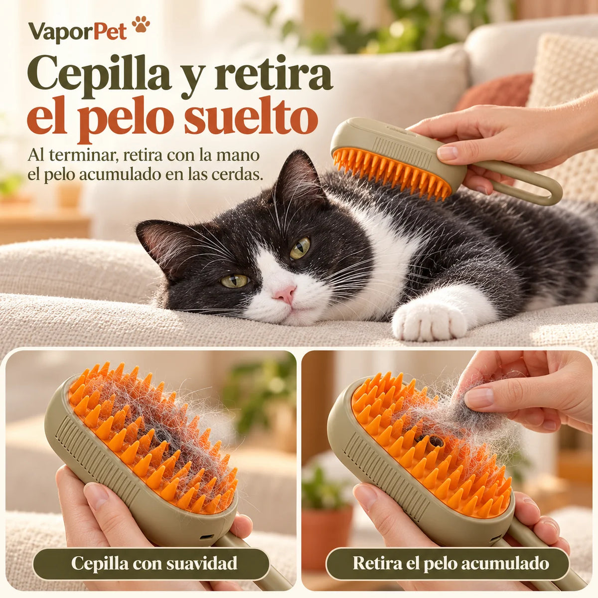 VaporPet - Cepillado sin pelos volando