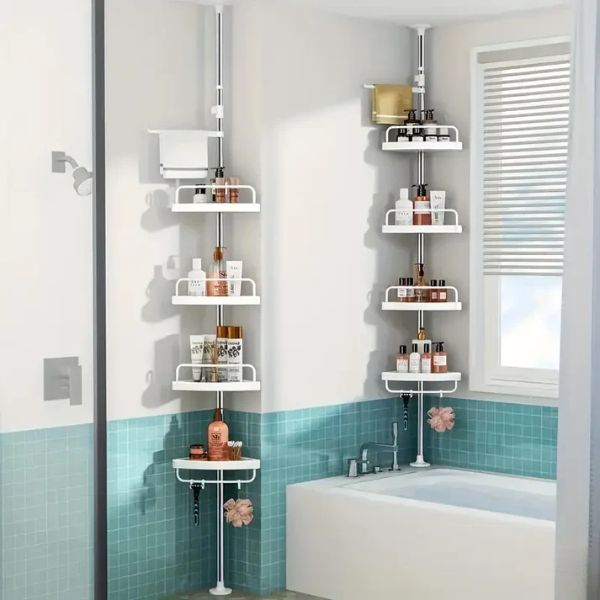 Organizador Esquinero de Baño 4 Repisas Ajustable sin Taladro