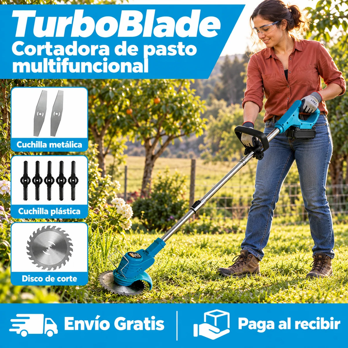 TurboBlade - Corta pasto sin cables ni enchufes