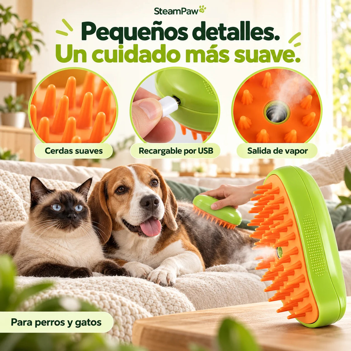 SteamPaw - Suelta el pelo muerto con vapor suave