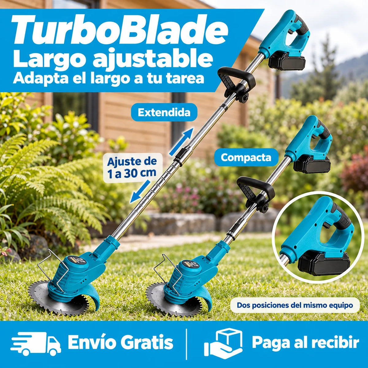 TurboBlade - Corta pasto sin cables ni enchufes