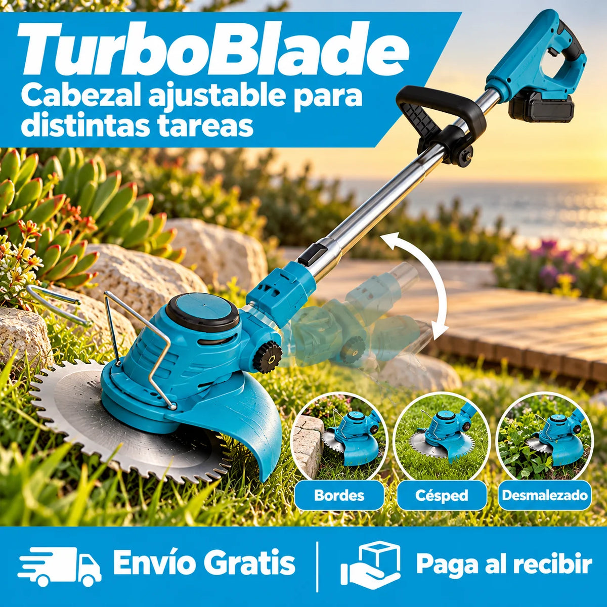 TurboBlade - Corta pasto sin cables ni enchufes