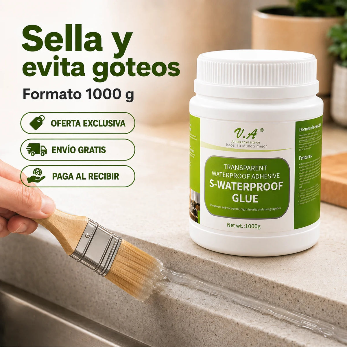 Waterproof Adhesive 1000g - Sella y no gotea más
