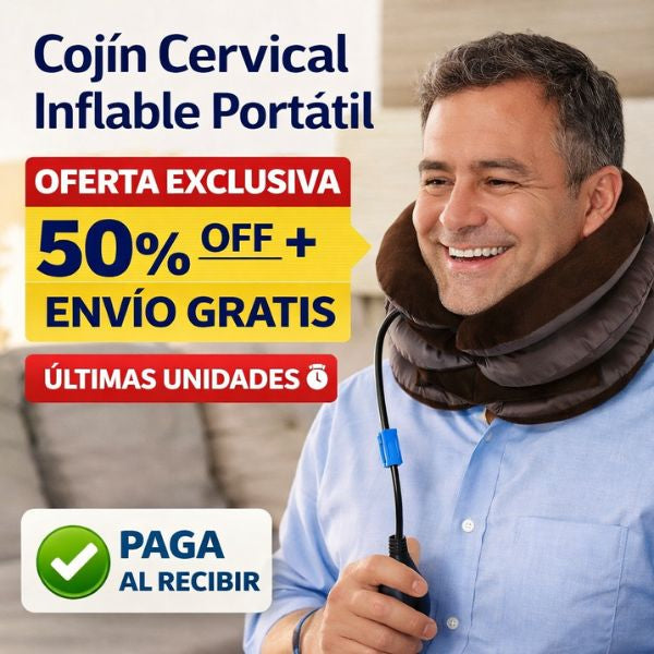 Cojín Cervical Ergonómico Inflable 💆‍♂️✨ Portátil para Cuello ✈️🧳