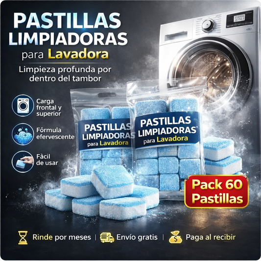 Pack 60x Pastillas Limpiadoras Lavadora - Elimina olores y suciedad en un solo ciclo