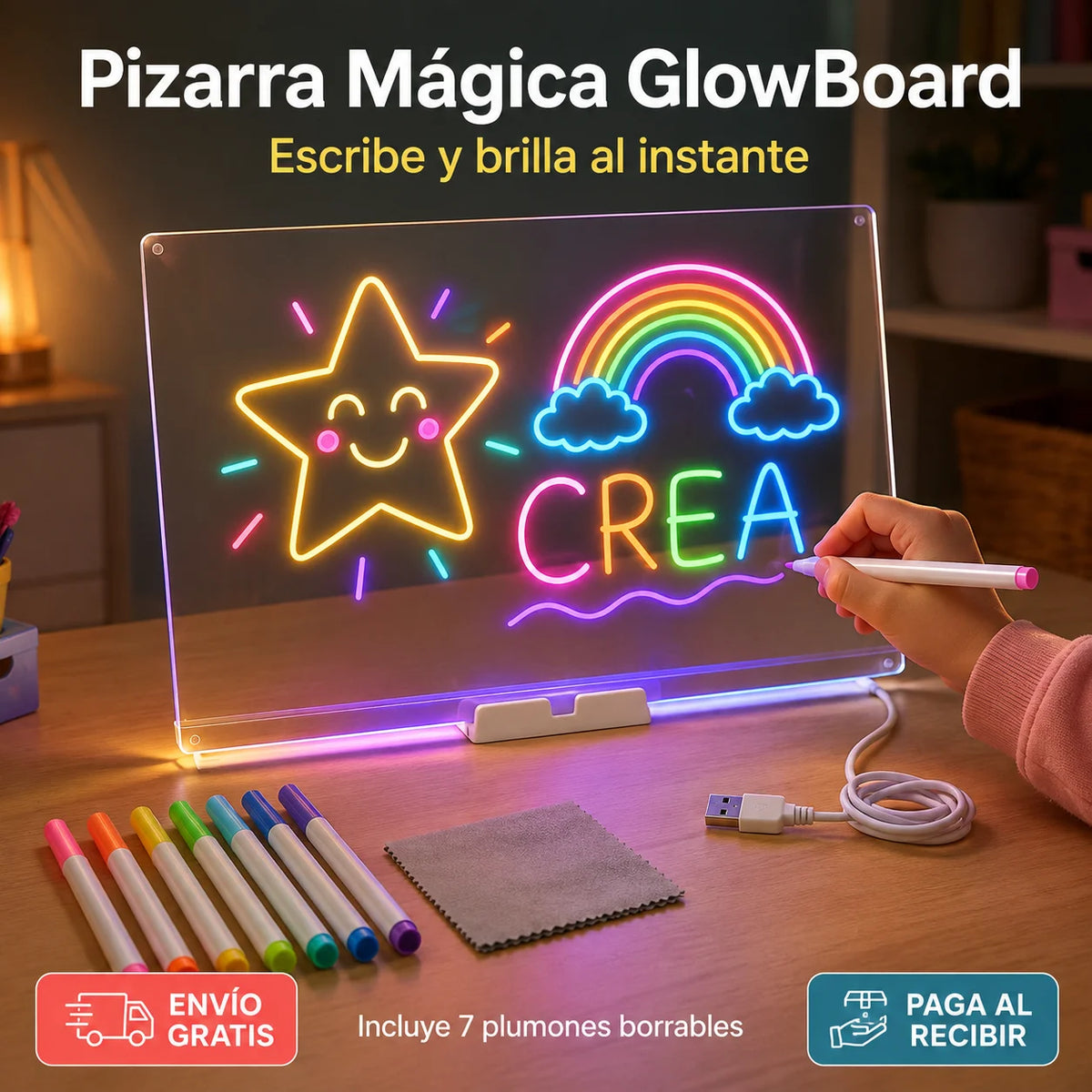 Pizarra Mágica GlowBoard - Escribe y brilla al instante